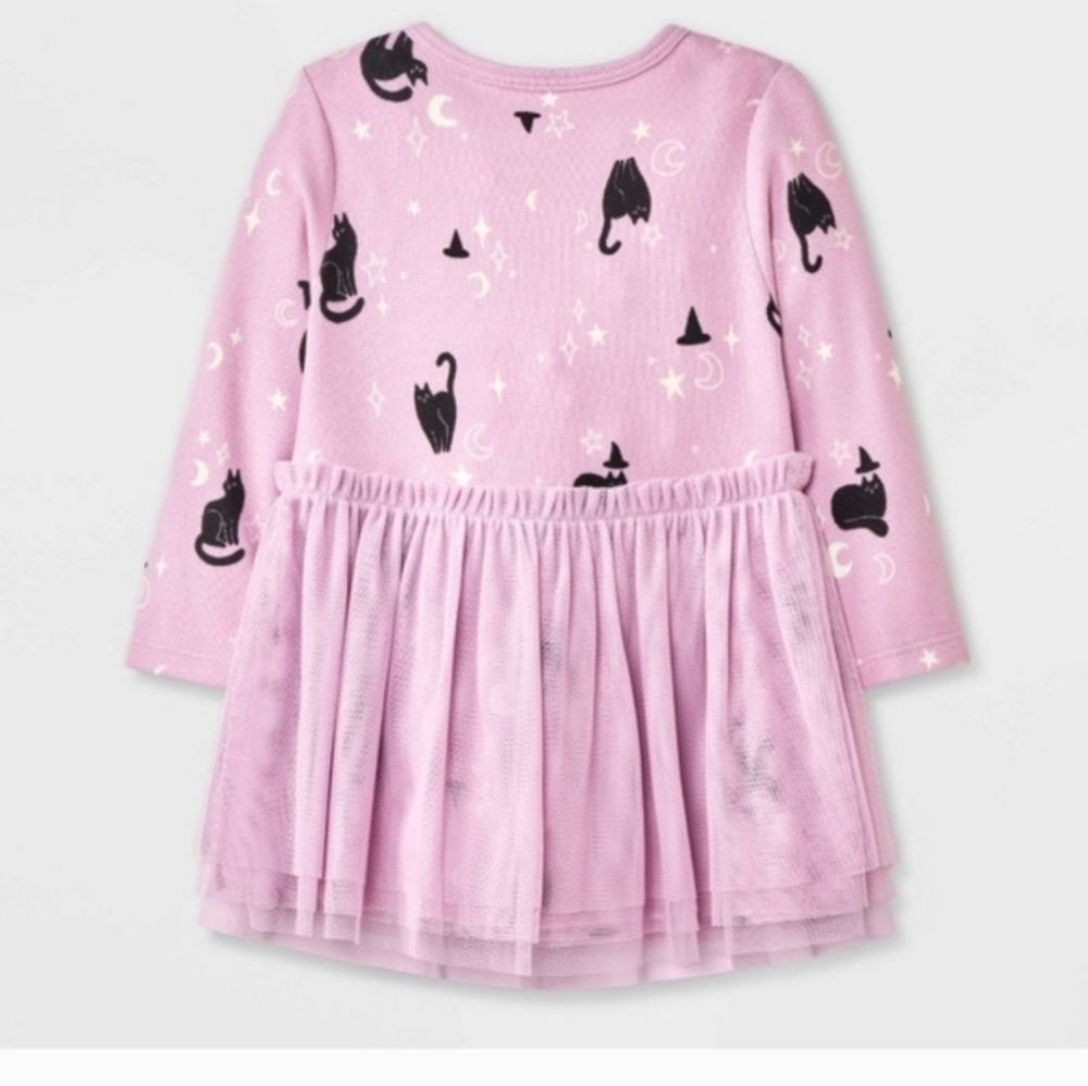 🆕️Cat & Jack Pink Dress with Black Cat Print